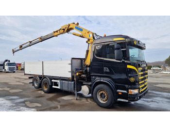 Dropside/ Flatbed truck, Crane truck Scania R164 6X2 EFFER 150 full steel: picture 2