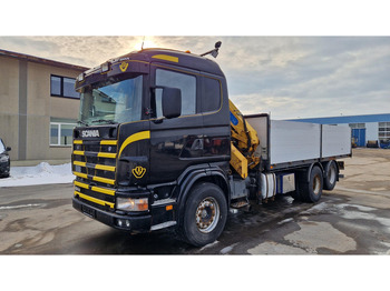 Dropside/ Flatbed truck, Crane truck Scania R164 6X2 EFFER 150 full steel: picture 5