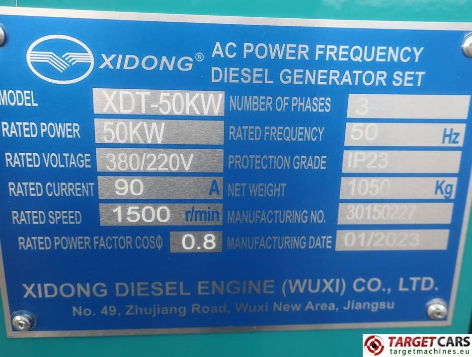 New Generator set Xidong XDT-50KW Generator 62.5KVA Diesel 400/230V: picture 11